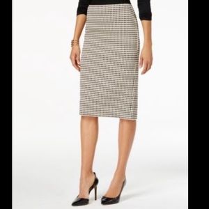 Alfani Midi Pencil Skirt, Soft Clay Gingham - Womens Sz M